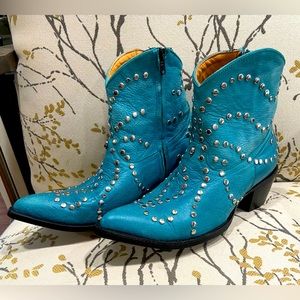 RARE Old Gringo turquoise studded boots, 7.5